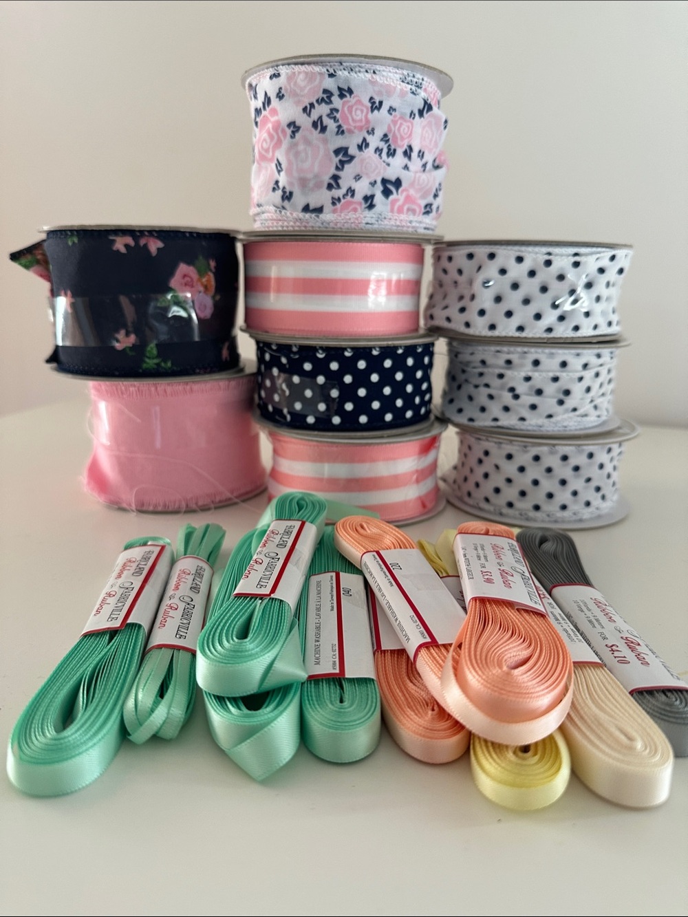 Ribbon craft destash - over 120 meters of ribbon, wired ribbon thin ribbon satin